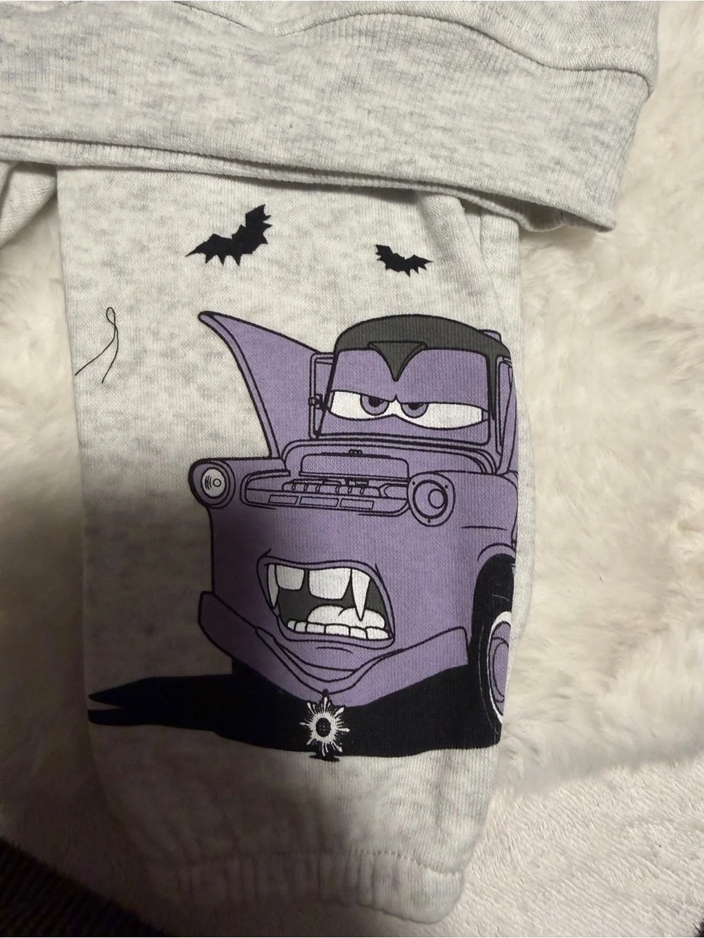 Kids Halloween Cars Sweatshirt and Pants Set - Gray with Red & Purple Cars
